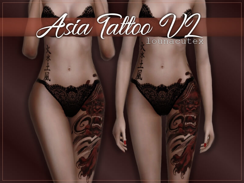 Asia Tattoo V2 - Lounacutex Sims 4 Tattoos CC