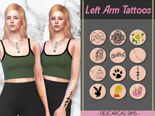 Left Arm Tattoos at Descargas Sims tattoos