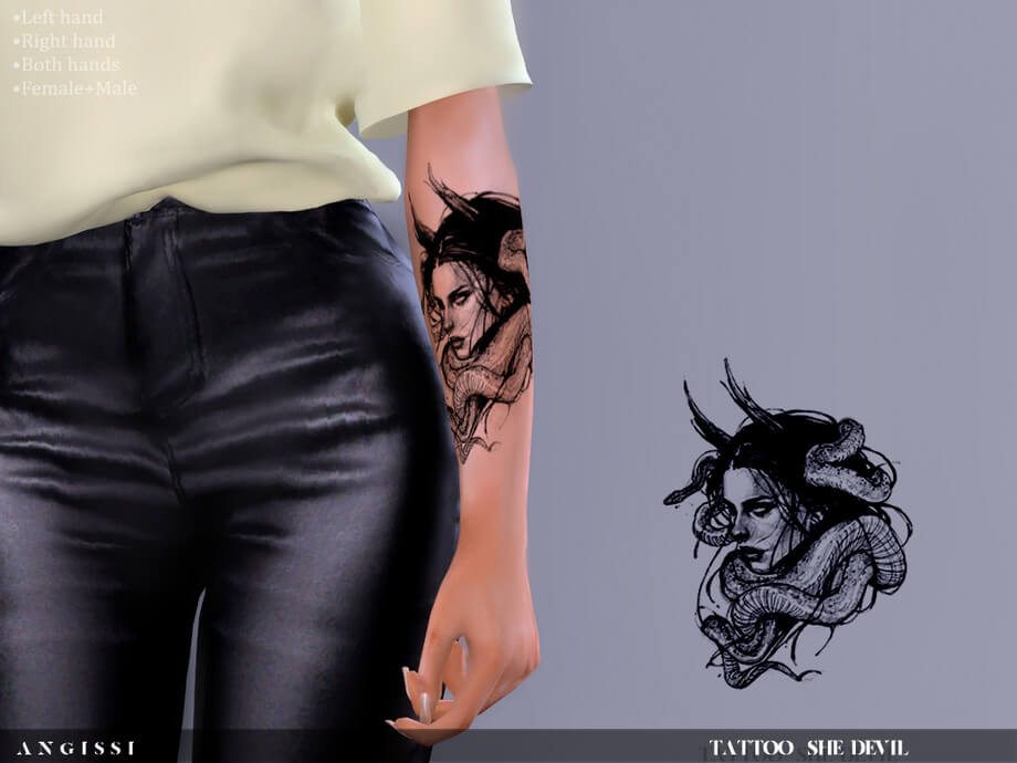 She Devil Arm Tattoo - Angissi TSR sims 4 arm tattoo