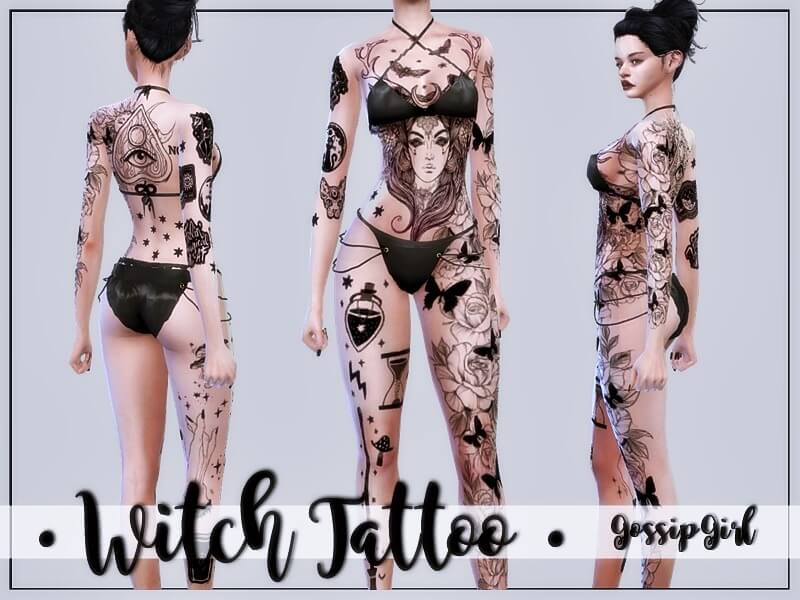Witch Tattoo Full Body - GossipGirl sims 4 body tattoos