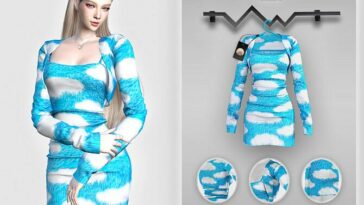 Cloud Print Dress BD448 by busra-tr at TSR