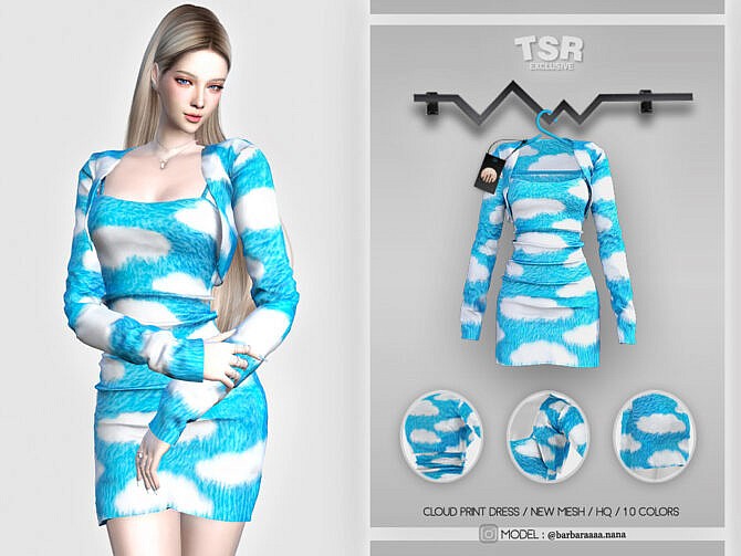 Cloud Print Dress BD448 by busra-tr at TSR