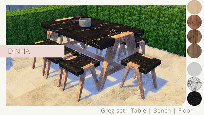 Greg Set Table Bench Floor at Dinha Gamer