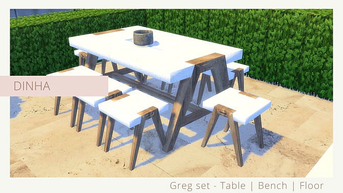 Greg Set Table Bench Floor at Dinha Gamer