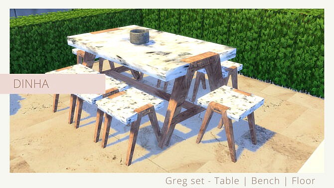 Greg Set Table Bench Floor at Dinha Gamer