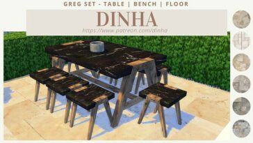 Greg Set Table Bench Floor at Dinha Gamer