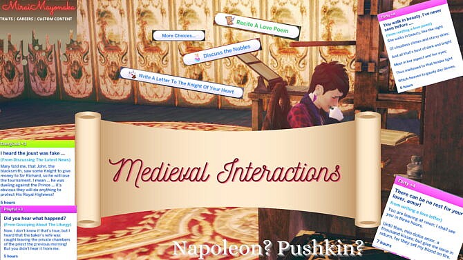 Medieval Interactions 1.0 by MiraiMayonaka at Mod The Sims 4