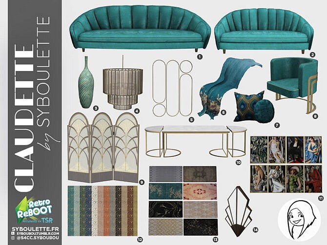 Retro Claudette Living Room Set Part 1 + 2 by Syboubou at TSR