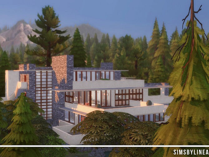 Retro Fallingwater House by SIMSBYLINEA at TSR