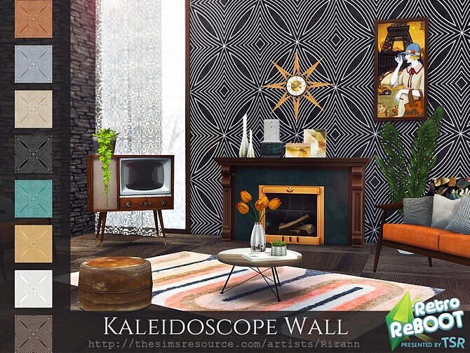 Retro Kaleidoscope Wall by Rirann at TSR