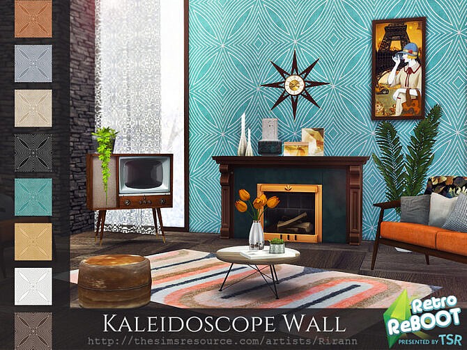 Retro Kaleidoscope Wall by Rirann at TSR