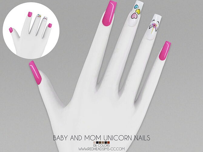 BABY AND MOM UNICORN NAILS at REDHEADSIMS