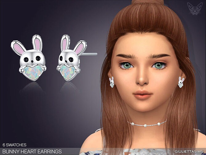 Bunny Heart Earrings For Toddlers by feyona at TSR
