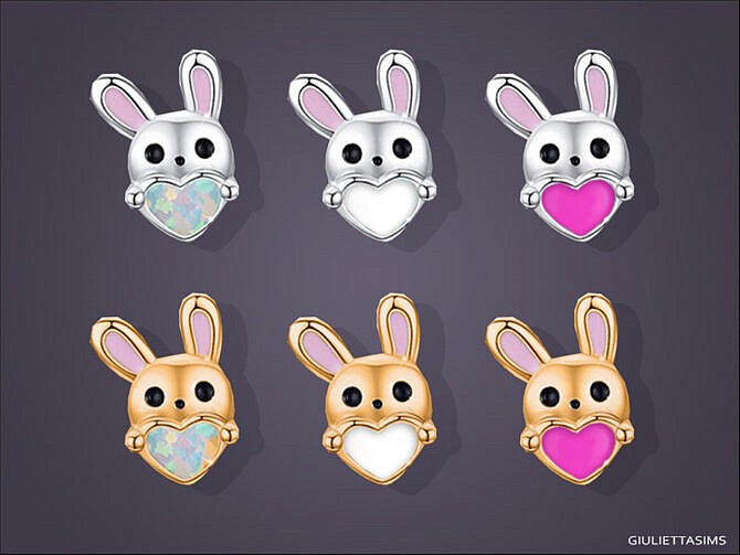 Bunny Heart Earrings For Toddlers by feyona at TSR
