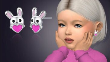 Bunny Heart Earrings For Toddlers by feyona at TSR