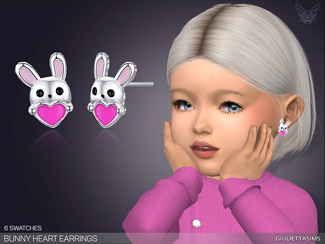 Bunny Heart Earrings For Toddlers by feyona at TSR