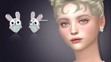 Bunny Heart Earrings by feyona at TSR