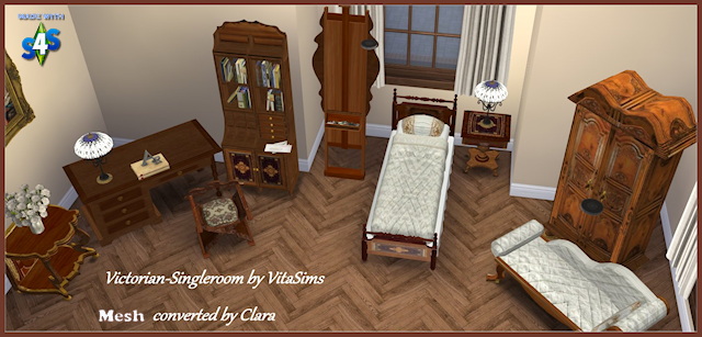 Conversion of Vitasims Victorian single room by Clara at All 4 Sims