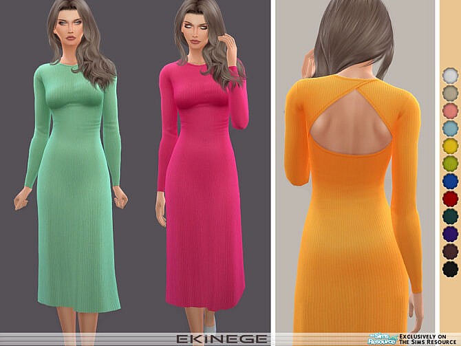 Cut Out Long Sleeve Midi Dress by ekinege at TSR