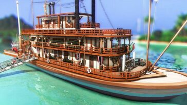 Floating Restaurant Vintage Boat by plumbobkingdom at Mod The Sims 4