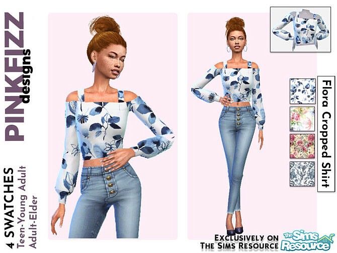 Flora Cropped Shirt by Pinkfizzzzz at TSR
