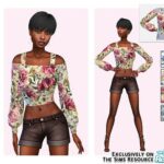 Flora Cropped Shirt by Pinkfizzzzz at TSR