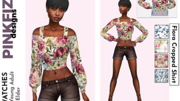 Flora Cropped Shirt by Pinkfizzzzz at TSR