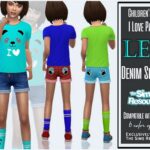 I Love Panda Denim Shorts by Sims House at TSR