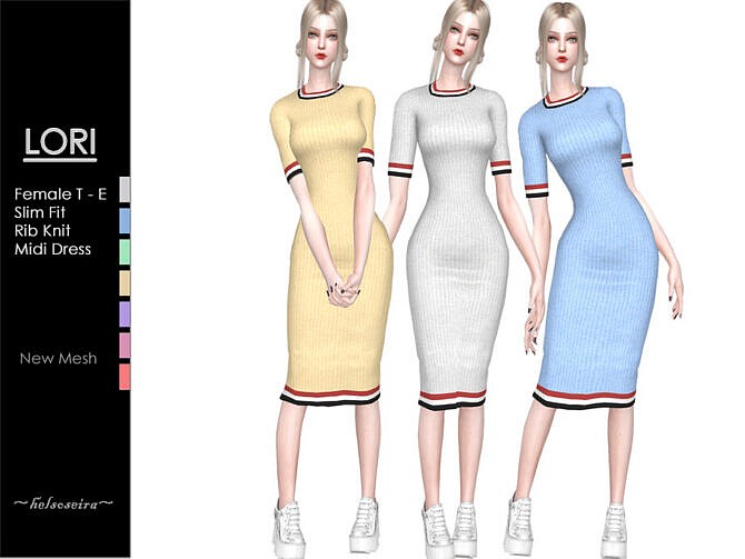 LORI Rib Knit Midi Dress by Helsoseira at TSR