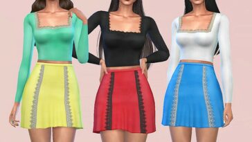 Lace Trim A-line Skirt by Harmonia at TSR