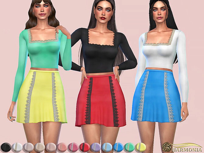 Lace Trim A-line Skirt by Harmonia at TSR