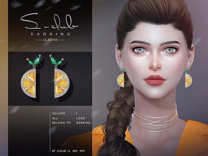 Lemon earrings 202112 by S-Club LL at TSR