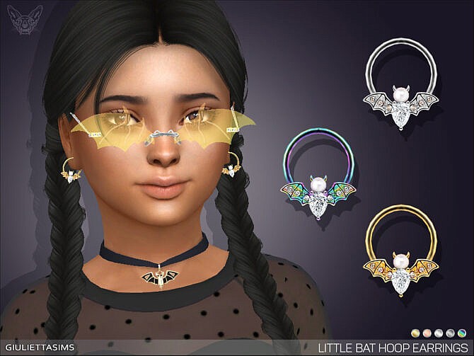 Little Bat Hoop Earrings For Kids by feyona at TSR