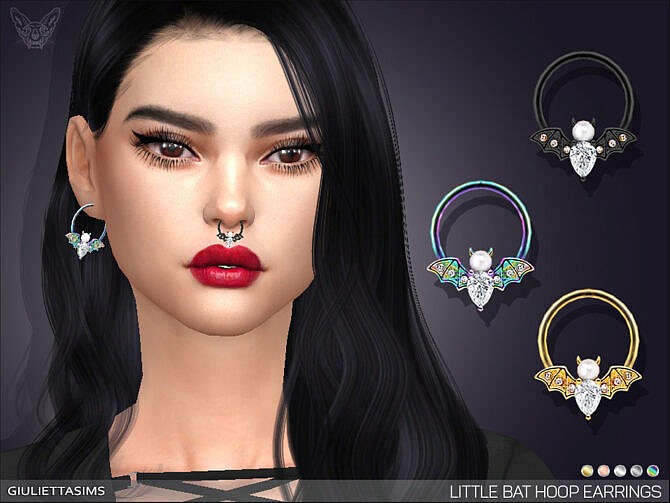 Little Bat Hoop Earrings by feyona at TSR