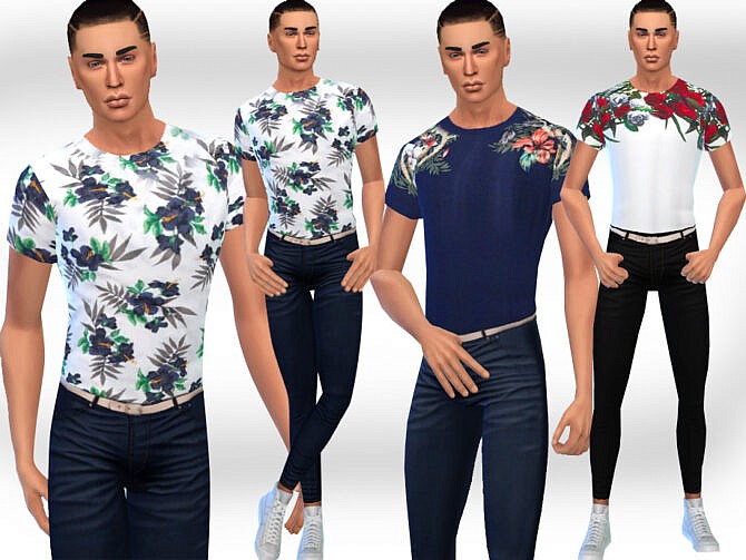 Men Spring Floral Tops by Saliwa at TSR