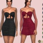 Mesh Sleeve Knot Detail Bodycon Dress by Harmonia at TSR