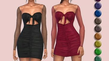 Mesh Sleeve Knot Detail Bodycon Dress by Harmonia at TSR