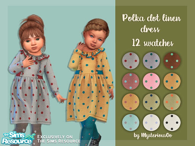 Palka dot linen dress by MysteriousOo at TSR