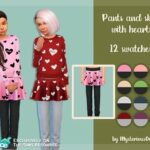 Pants and skirt with hearts by MysteriousOo at TSR