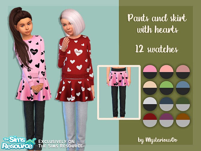 Pants and skirt with hearts by MysteriousOo at TSR