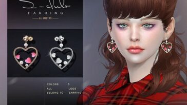 Peach heart earrings 202113 by S-Club LL at TSR