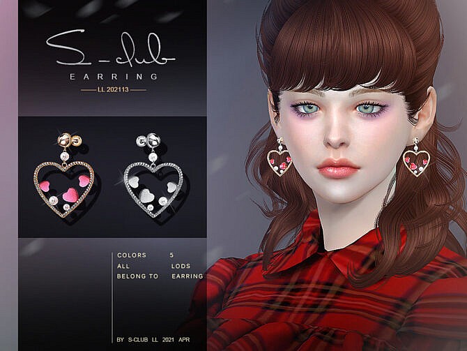 Peach heart earrings 202113 by S-Club LL at TSR