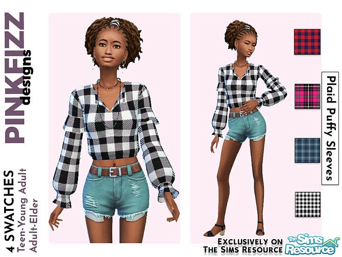 Plaid Puffy Sleeves by Pinkfizzzzz at TSR
