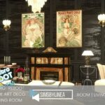 Retro Dark Art Deco Living Room by SIMSBYLINEA at TSR