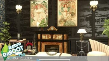 Retro Dark Art Deco Living Room by SIMSBYLINEA at TSR