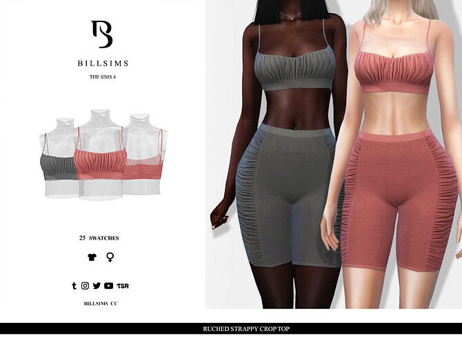 Ruched Strappy Crop Top by Bill Sims at TSR