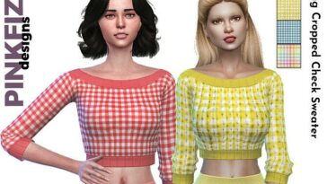 Spring Checked Cropped Sweater by Pinkfizzzzz at TSR