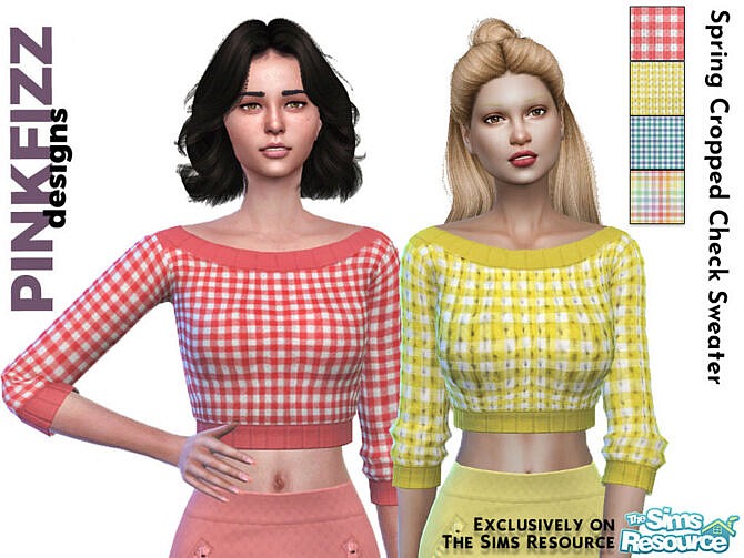 Spring Checked Cropped Sweater by Pinkfizzzzz at TSR