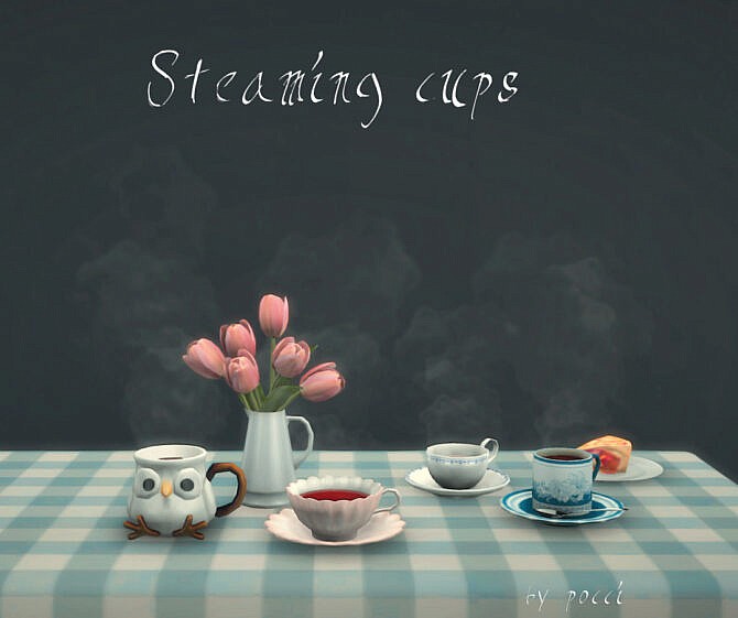 Steaming cups by Pocci at Garden Breeze Sims 4