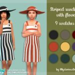 Striped sundress with flower by MysteriousOo at TSR